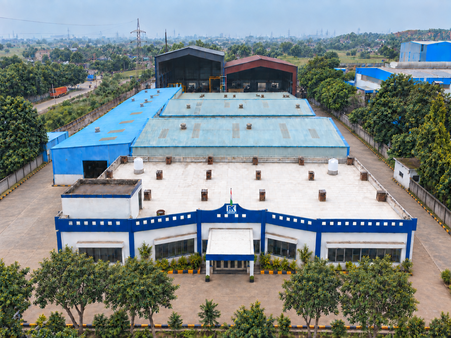 Aerial view of the P.K. Group manufacturing facility in Bhiwadi, Rajasthan.